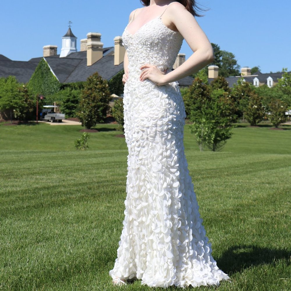 Theia White Petal Dress
